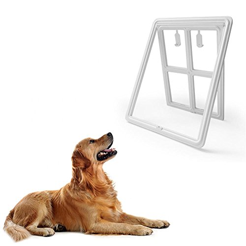 Falda segura de cierre magnético de la puerta del gato del perro de animal doméstico para la puerta de la ventana de la pantalla (Large White)