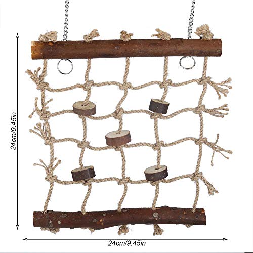 Fdit 1Pc Jaula de Pájaro Loro Juguetes de Cáñamo Cuerda Escalera de Aves Natural Interesante de Coser Juguete Colgante Decoración