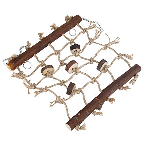 Fdit 1Pc Jaula de Pájaro Loro Juguetes de Cáñamo Cuerda Escalera de Aves Natural Interesante de Coser Juguete Colgante Decoración