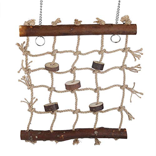 Fdit 1Pc Jaula de Pájaro Loro Juguetes de Cáñamo Cuerda Escalera de Aves Natural Interesante de Coser Juguete Colgante Decoración