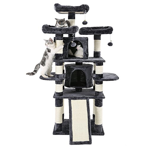 FEANDREA Árbol para Gatos Grande, 172 cm, Gris Ahumado PCT18GYZ