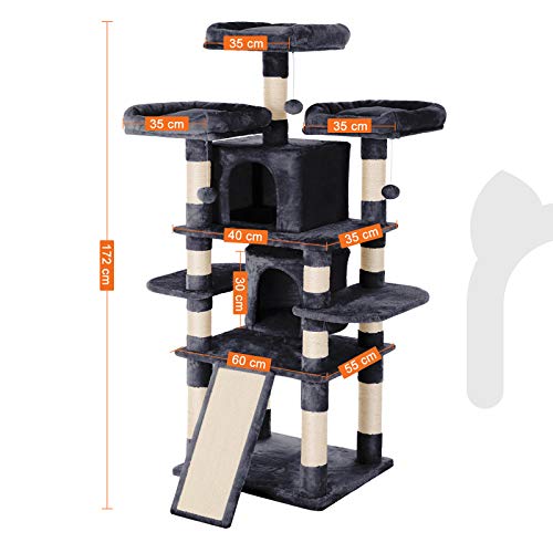 FEANDREA Árbol para Gatos Grande, 172 cm, Gris Ahumado PCT18GYZ