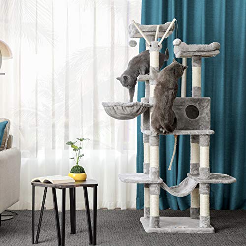 FEANDREA Árbol para Gatos, XXL, 164 cm, Gris Claro PCT087W01