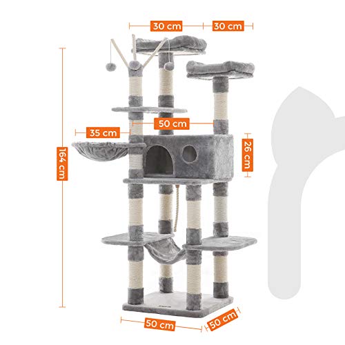 FEANDREA Árbol para Gatos, XXL, 164 cm, Gris Claro PCT087W01