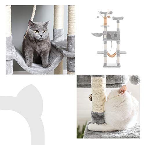 FEANDREA Árbol para Gatos, XXL, 164 cm, Gris Claro PCT087W01