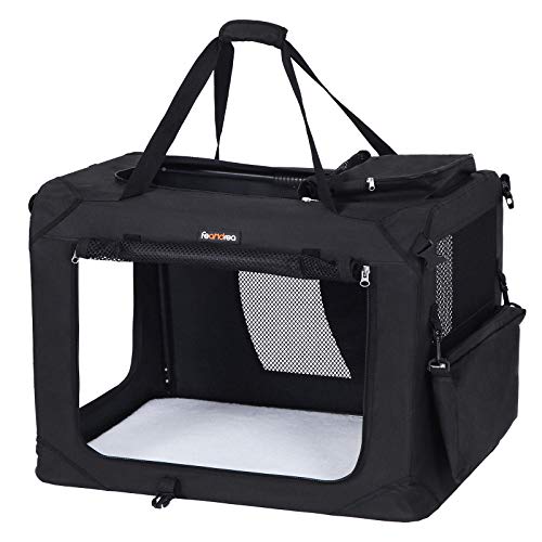 FEANDREA Bolsa de Transporte para Mascotas Transportín Plegable para Perro Portador Tela Oxford Negro S 50 x 35 x 35 cm PDC50H