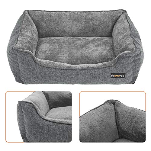 FEANDREA Cama para Perros, Sofá para Perros, Cesta para Perro Desmontable y Lavable a Máquina, Gris, 110 x 75 x 27 cm PGW12GG