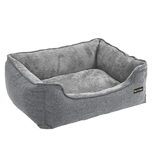 FEANDREA Cama para Perros, Sofá para Perros, Cesta para Perro Desmontable y Lavable a Máquina, Gris, 110 x 75 x 27 cm PGW12GG