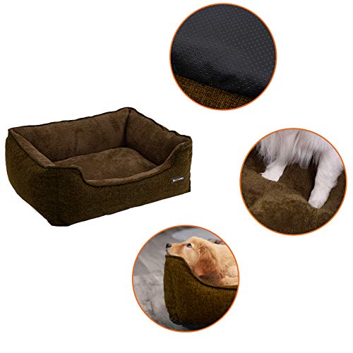 FEANDREA Cama para Perros, Sofá para Perros, Cesta para Perro Desmontable y Lavable a Máquina, Marrón, 90 x 75 x 25 cm PGW11CC