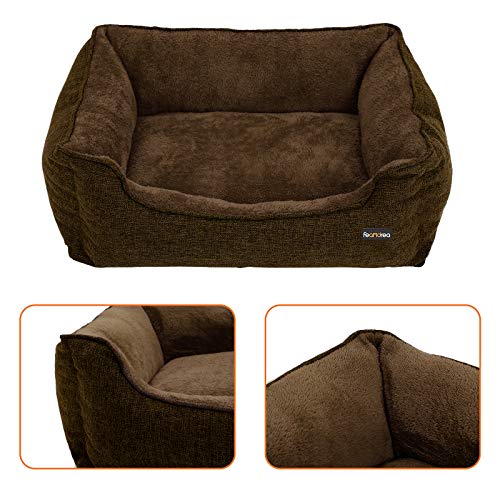 FEANDREA Cama para Perros, Sofá para Perros, Cesta para Perro Desmontable y Lavable a Máquina, Marrón, 90 x 75 x 25 cm PGW11CC
