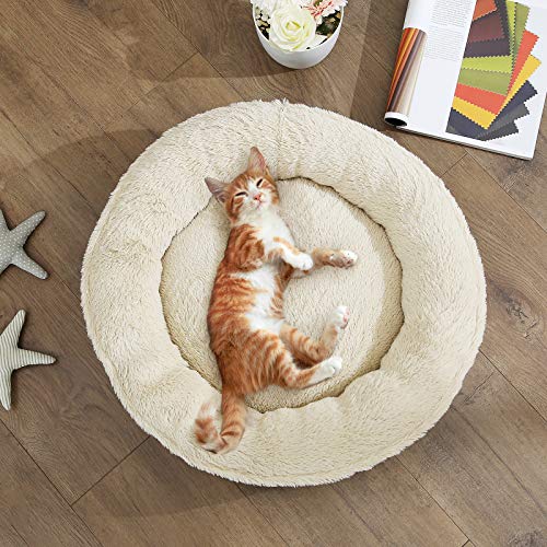 FEANDREA Sofá de Perro, Cama de Gato, Diámetro de 65 cm, Gris Oscuro PGW065G01