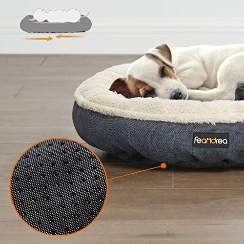 FEANDREA Sofá de Perro, Cama de Gato, Diámetro de 65 cm, Gris Oscuro PGW065G01