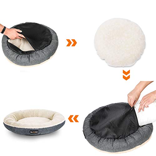 FEANDREA Sofá de Perro, Cama de Gato, Diámetro de 65 cm, Gris Oscuro PGW065G01