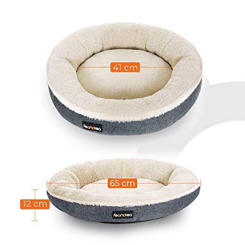 FEANDREA Sofá de Perro, Cama de Gato, Diámetro de 65 cm, Gris Oscuro PGW065G01