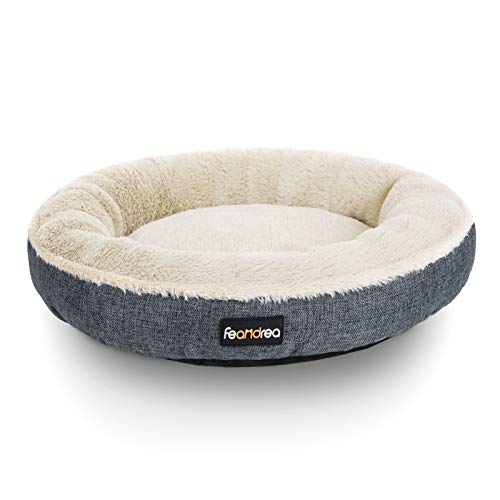 FEANDREA Sofá de Perro, Cama de Gato, Diámetro de 65 cm, Gris Oscuro PGW065G01