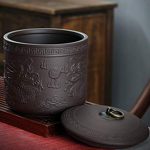 FEIJUN Urna Funeraria, Urna De Cenizas De Cremación Mediana para Mascotas, Urna Funeraria De Arcilla Púrpura con Relieve Hecho A Mano para Humanos(Color:Fénix)