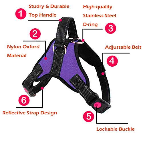 Feimax Arnés para Perro Mediano Grande Antitirones Ajustable Reflectante Arnes Pecho para Perros Pequeño Duradero Chaleco Acolchado Malla Suave Transpirable para Entrenamiento Correr