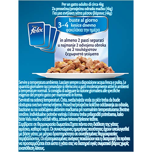 Felix Le ghiottonerie Comida para el Gato, le Varietà, con platessa, imantado con, con Conejo y con Pollo, 10 x 100 g – Pack de 6 Unidades