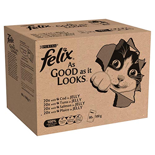 Felix Tan Bueno como se ve alimento para Gatos Pescado 80 x 100 g (80 Bolsas)