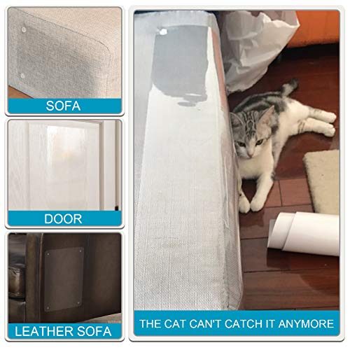 FENRIR Protector de arañazos de Gato Transparente con alfileres Hoja de disuasión de rasguños de Gato para Proteger la tapicería de la Alfombra del sofá, 8 Piezas 40 Pines