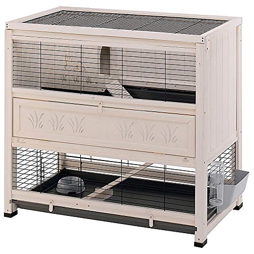 Ferplast - Conejera Jaula para Conejos Cottage, conejera de Interior, Madera Resistente, Dos Pisos espaciosos, Accesorios incluidos, 107.5 x 61.5 x h 102 cm