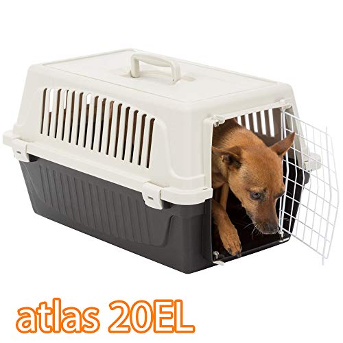 Ferplast Transportín rígido para Perros de Talla pequeña y Gatos Atlas 20 EL, Caja de Transporte para Animales, Puerta de Acero plastificado, Rejillas de ventilación, 37 x 58 x h 32 cm Negro
