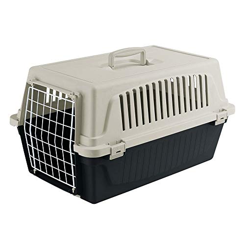 Ferplast Transportín rígido para Perros de Talla pequeña y Gatos Atlas 20 EL, Caja de Transporte para Animales, Puerta de Acero plastificado, Rejillas de ventilación, 37 x 58 x h 32 cm Negro