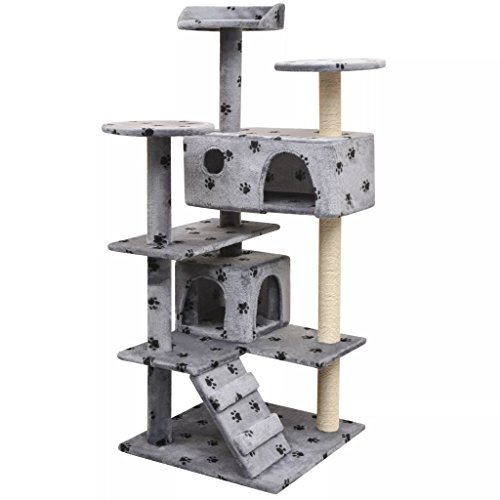 Festnight Rascador para Gatos Escalador para Gatos Gris 67 x 67 x 125 cm (Longitud x Anchura x Altura)