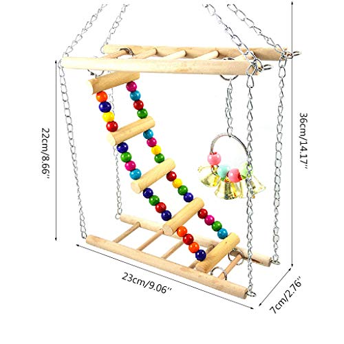 fifijuanC Juguetes de Columpio para pájaros, Hamster para pájaros, Puente, Columpio de Madera, Escalera para Mascotas pequeña, Plataforma para Loros, Juguete Gris Africano