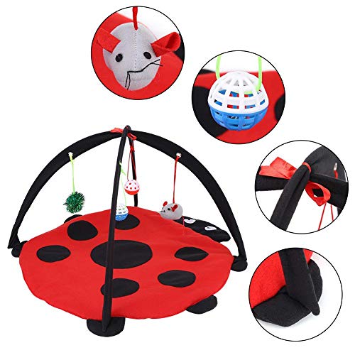 Fishlor Cat Play Mat Plegable, Centro de Actividades para Gatos multifunción Cat Activity Bed con 4 Juguetes Colgantes Bolas Cat Play Carpa