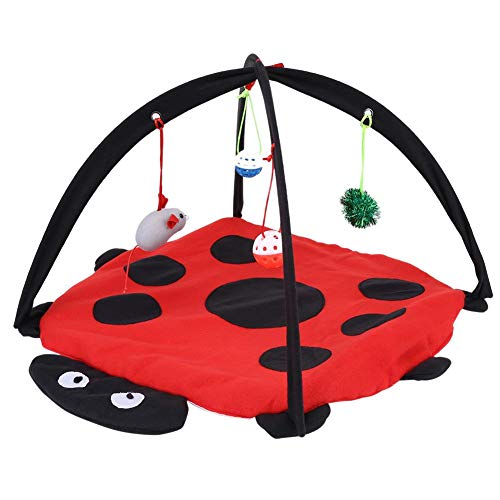 Fishlor Cat Play Mat Plegable, Centro de Actividades para Gatos multifunción Cat Activity Bed con 4 Juguetes Colgantes Bolas Cat Play Carpa