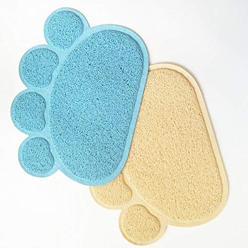 Fliyeong tapete de Arena para Gatos, Duradero, sin ftalatos, Resistente al Agua, atrapa la Arena de Boxand Catscatter Control Mats Soft on Kitty Paws Easy Clean Mats Blue Pet Supplies