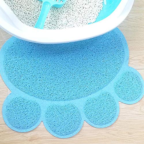 Fliyeong tapete de Arena para Gatos, Duradero, sin ftalatos, Resistente al Agua, atrapa la Arena de Boxand Catscatter Control Mats Soft on Kitty Paws Easy Clean Mats Blue Pet Supplies