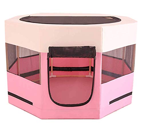 Floving Parque Infantil portátil Plegable para Mascotas Sala de partos Nido de Gato Sala de partos preñada para Gatos Tienda de Mascotas Cerrada Caja de Entrega (Pink-M)