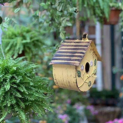 FLYAND Birdhouses Decoración de la Pared Colgante Jardín Balcón Terraza Patio Decoración de Pared Mural Bird Outdoor Bird Nest Box (Color : Yellow, Talla : 25x13cm)