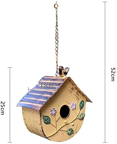 FLYAND Birdhouses Decoración de la Pared Colgante Jardín Balcón Terraza Patio Decoración de Pared Mural Bird Outdoor Bird Nest Box (Color : Yellow, Talla : 25x13cm)