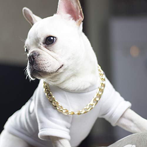 Fnsky - Cadena de Oro Grueso para Perros, Collar de Seguridad para Mascotas, Collar de Cadena Ajustable Punk Chapado en Oro para Perro, 55 cm