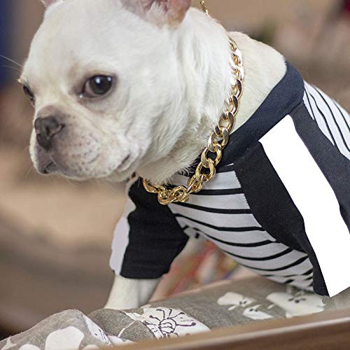 Fnsky - Cadena de Oro Grueso para Perros, Collar de Seguridad para Mascotas, Collar de Cadena Ajustable Punk Chapado en Oro para Perro, 55 cm