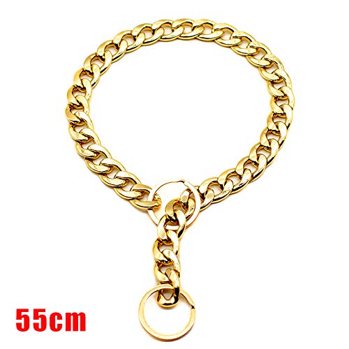 Fnsky - Cadena de Oro Grueso para Perros, Collar de Seguridad para Mascotas, Collar de Cadena Ajustable Punk Chapado en Oro para Perro, 55 cm