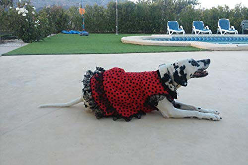 Folk Artesanía Vestido para Mascotas Flamenca o andaluza Lunares. Ideal para tu Perro. Fabricado en España (S)
