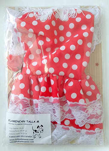 Folk Artesanía Vestido para Mascotas Flamenca o andaluza Lunares. Ideal para tu Perro. Fabricado en España (S)