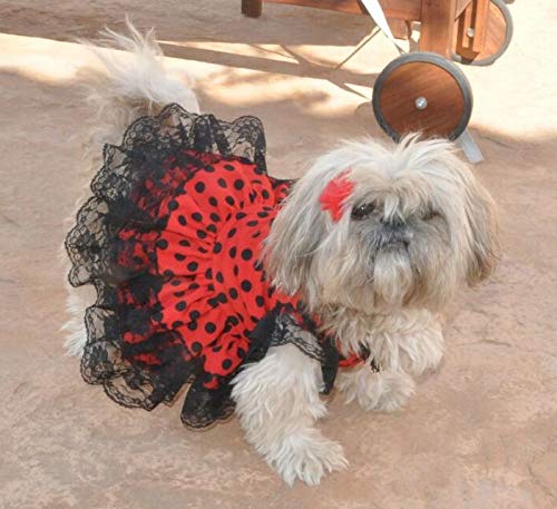 Folk Artesanía Vestido para Mascotas Flamenca o andaluza Lunares. Ideal para tu Perro. Fabricado en España (S)