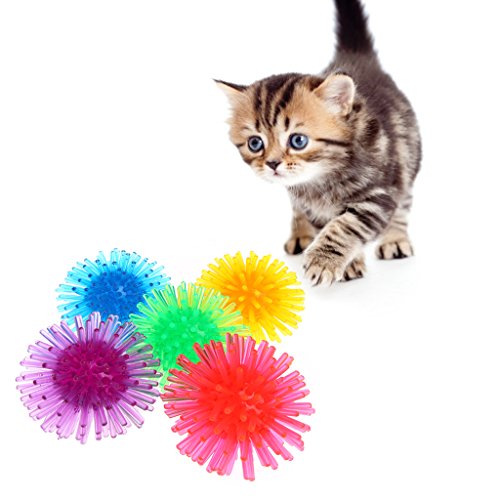 follwer0 Juego de 5 juguetes interactivos para gatos, bola mágica de varita suave, caza, juguete para gatitos y gatos con divertido juego de práctica