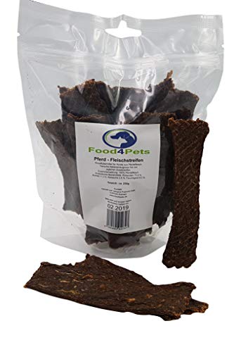 Food4Pets Tiras de carne para perros de carne de caballo, 250 g, deliciosas tiras para masticar para perros