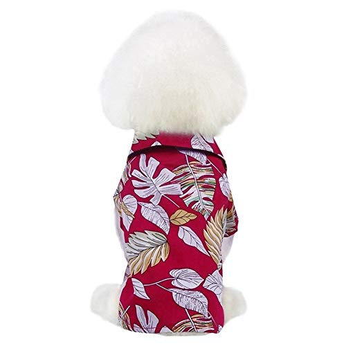 For Mascotas Ropa de Verano la Playa de Hawaii impresión Ocasional de la Camisa de Viaje for Mascotas Ropa cómoda para Perros (Color : Red, Size : X-Large)
