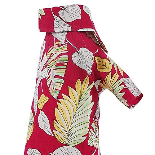 For Mascotas Ropa de Verano la Playa de Hawaii impresión Ocasional de la Camisa de Viaje for Mascotas Ropa cómoda para Perros (Color : Red, Size : X-Large)