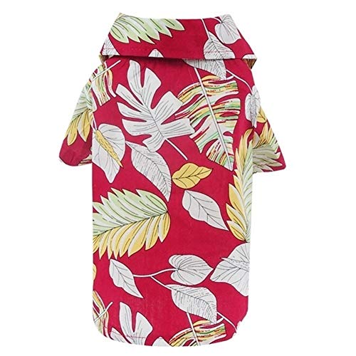 For Mascotas Ropa de Verano la Playa de Hawaii impresión Ocasional de la Camisa de Viaje for Mascotas Ropa cómoda para Perros (Color : Red, Size : X-Large)