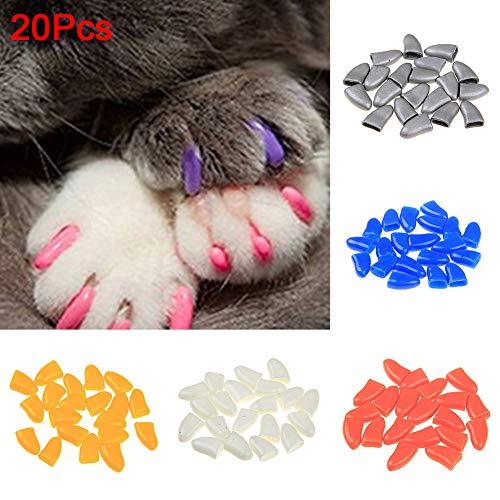 FOReverweihuajz 20pcs Gatos Gatito Nail Caps Pet Soft Gaws Cover Anti-arañazos Grooming Nail Paws Claw Cap Cover Protector con pegamento (caja de regalo) China Rojo XL
