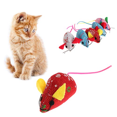 Forgun 5pcs Gato Juguetes Navidad Ratón Catnip Mascotas Gatito Teaser Interactivo Divertido Suministro