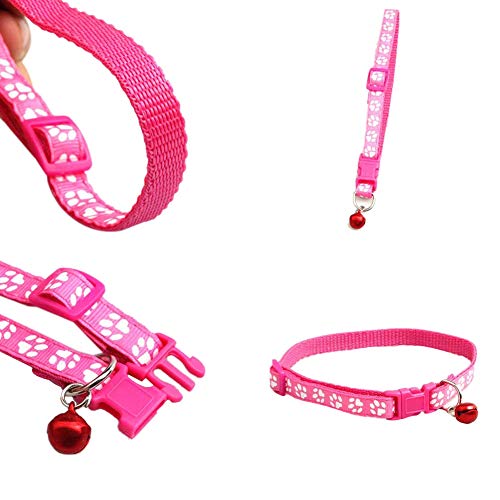 Fransande – Juego de 2 collares de gato ajustables con campana, collar para animal de compañía con estampado de fantasía, collar extraíble de liberación rápida para gatos (rosa y negro)